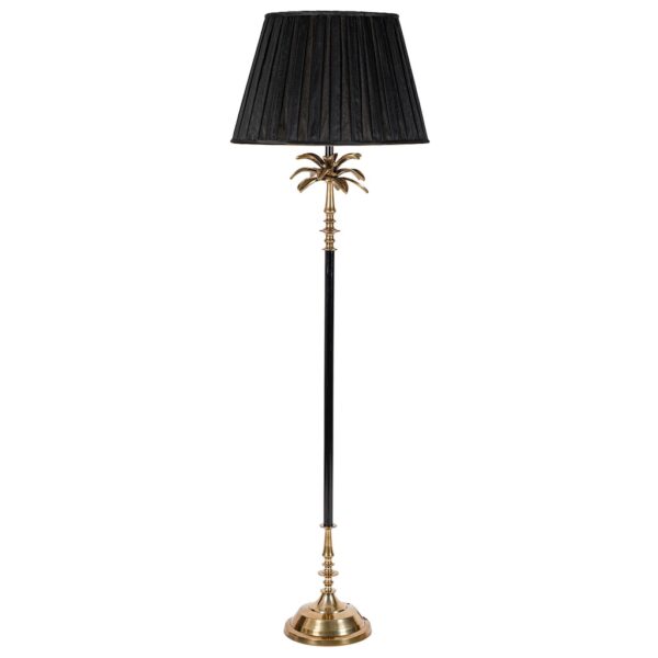 Black and antique brass palm tree floor lamp