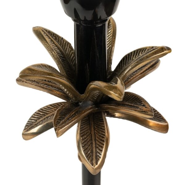 Black and antique brass palm tree floor lamp