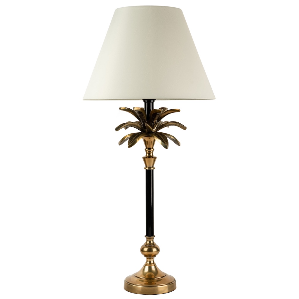 Black and brass palm tree lamp medium medium sized black and brass palm lamp with ivory french empire shade