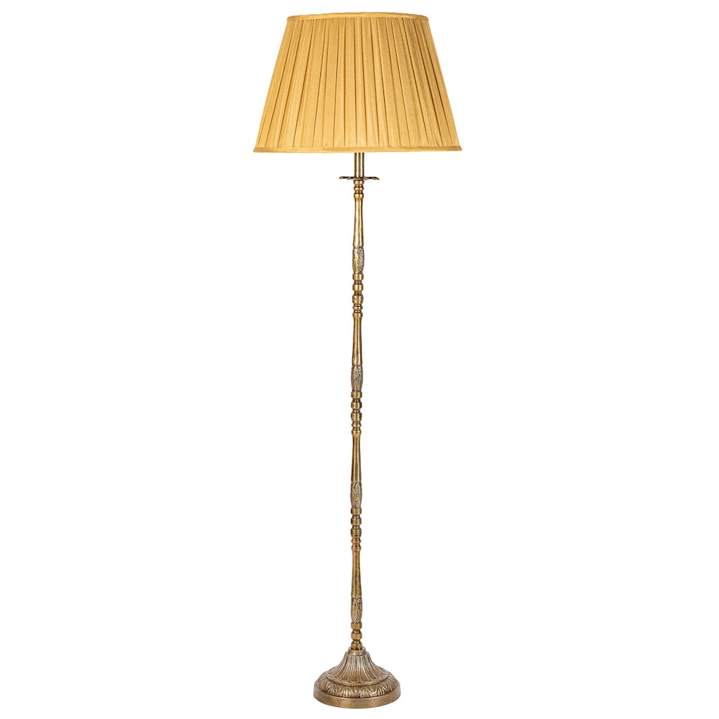 Windsor antique brass floor lamp Windsor antique brass floor lamp with Gold box pleat shade