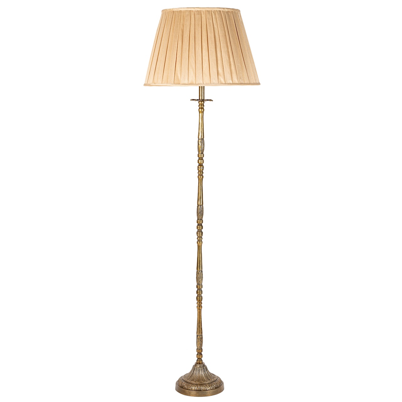 Windsor antique brass floor lamp Windsor antique brass floor lamp with taupe box pleat shade