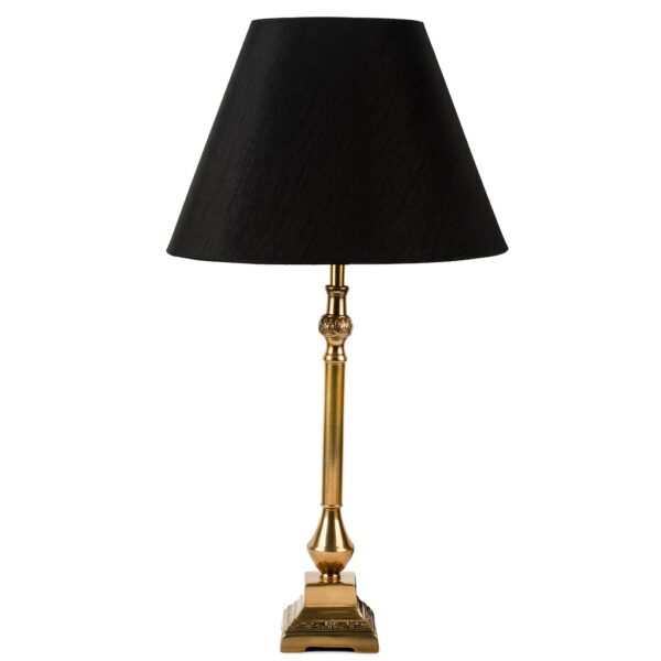 Windsor antique brass table lamp with a black French empire shade