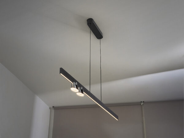 Nuria Black and Chrome Bar Pendant