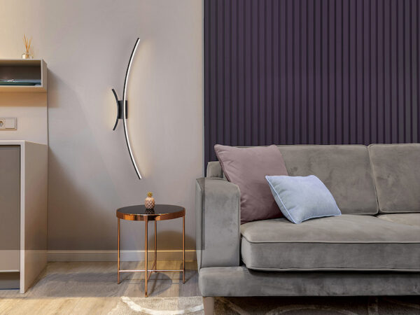 Schuller Curves 2lt Black Wall Lamp