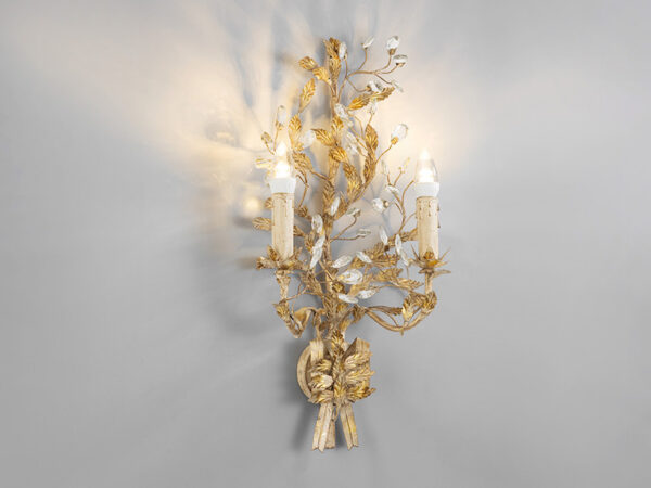 Verdi 2lt Ivory and Gold Wall Lamp