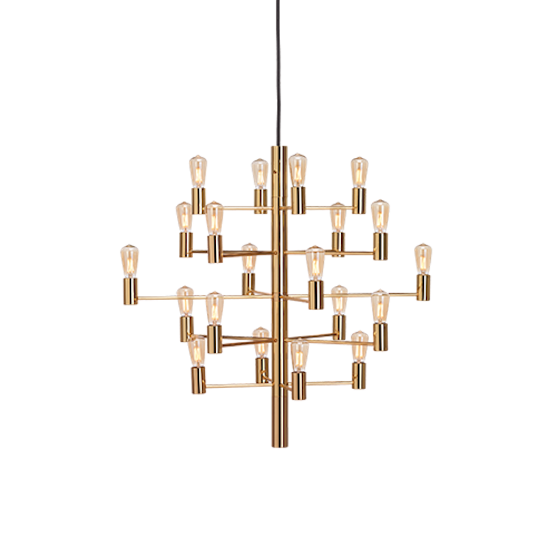 Herstal Manola 20 Light Satin Brass Chandelier Herstal Manola 20 Light Satin Brass Chandelier