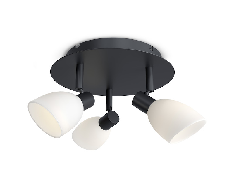 Herstal Cut 3lt Black and Opal Ceiling Lamp