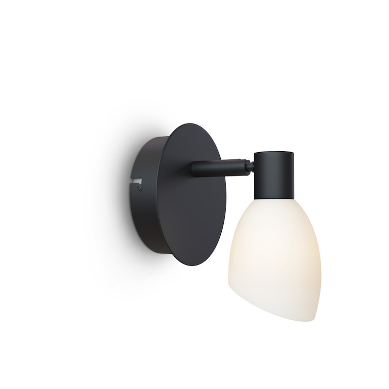 Herstal Cut Adjustable Black and Opal Wall Lamp