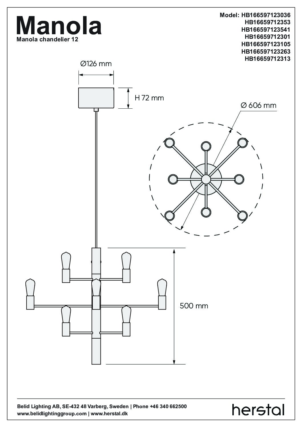Herstal Manola 12 Light Matt Black Chandelier Herstal Manola 12 Light Matt Black Chandelier - Image 5