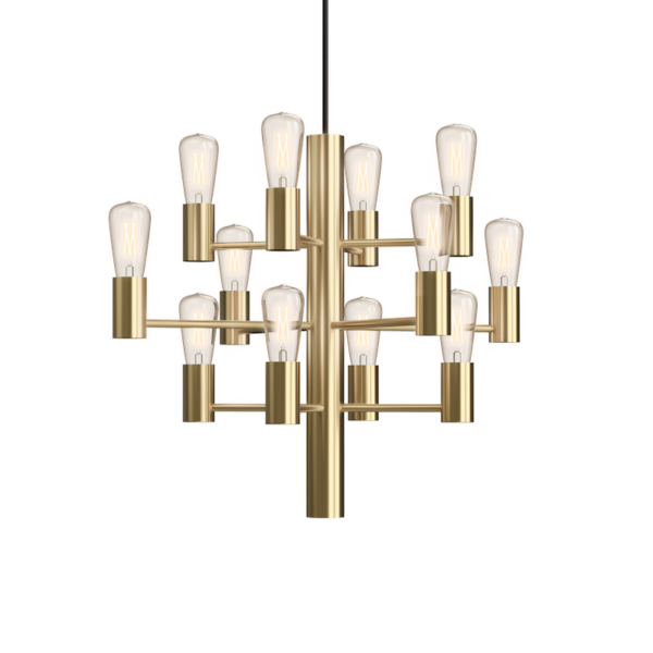 Herstal Manola Mini 12 Light Satin Brass Chandelier