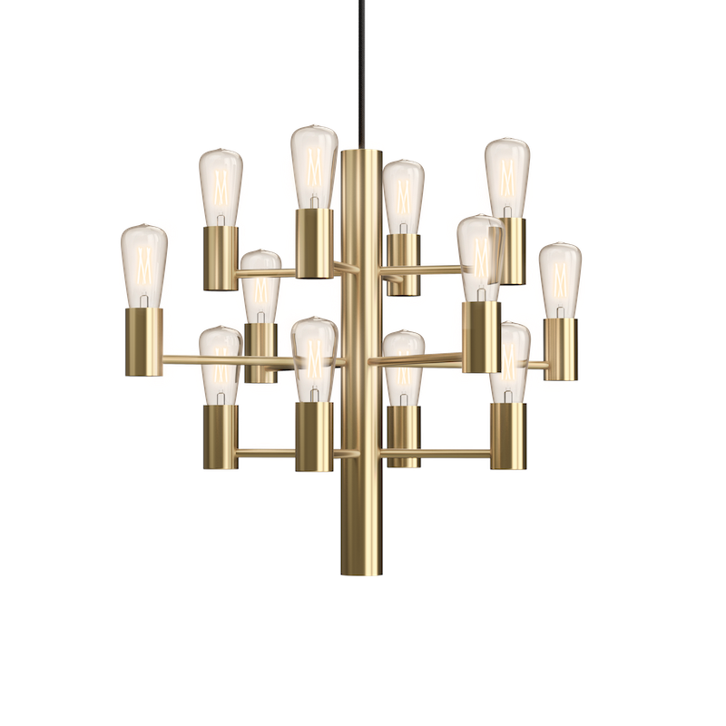 Herstal Manola Mini 12 Light Satin Brass Chandelier