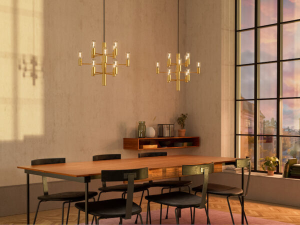 Herstal Manola Mini 12 Light Satin Brass Chandelier