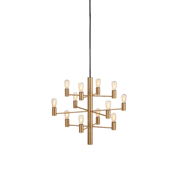 Herstal Manola 12 Light Satin Brass Chandelier