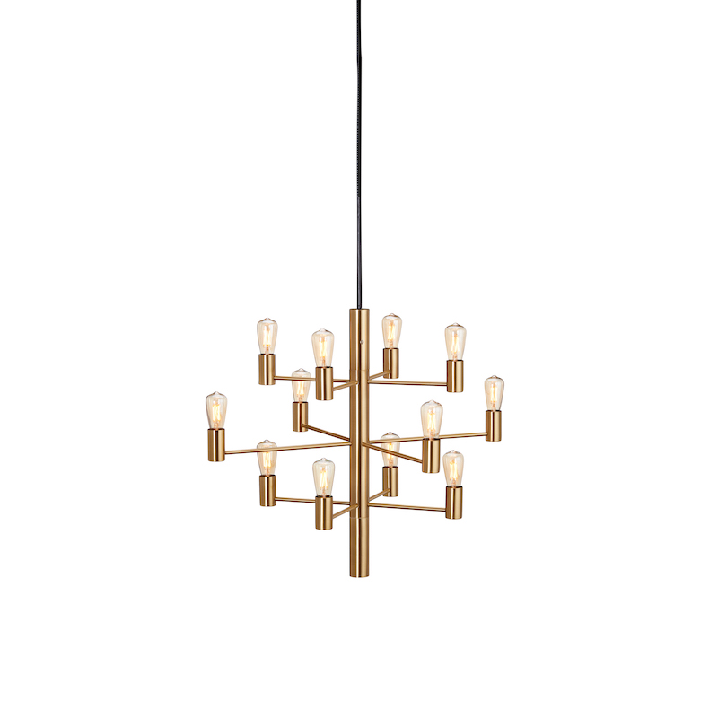 Herstal Manola 12 Light Satin Brass Chandelier Herstal Manola 12 Light Satin Brass Chandelier