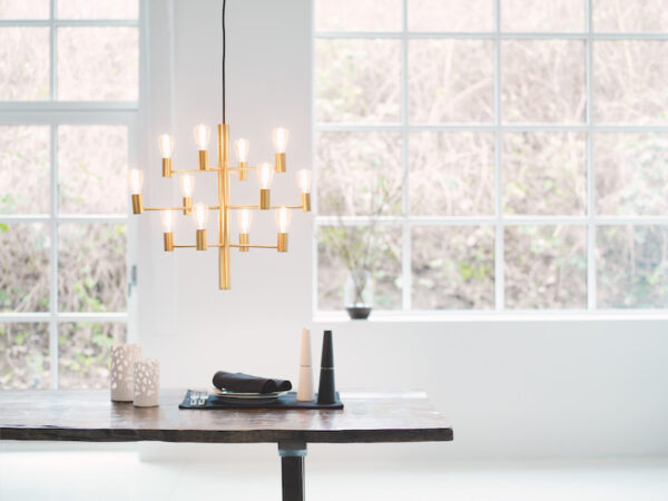 Herstal Manola 12 Light Satin Brass Chandelier