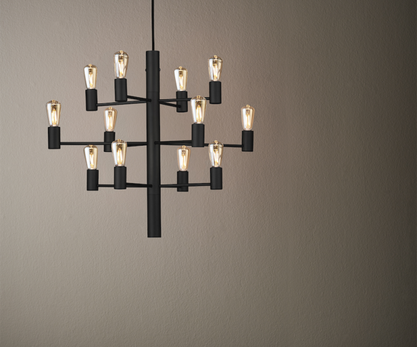 Herstal Manola 12 Light Matt Black Chandelier