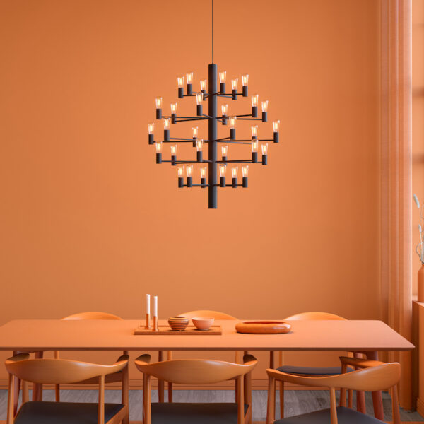 Herstal Manola 30 Light Matt Black Chandelier