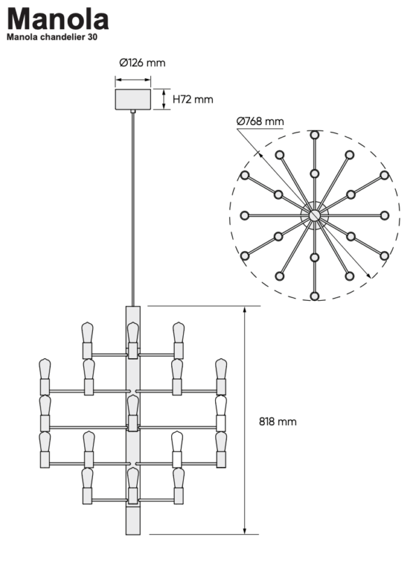 Herstal Manola 30 Light Chrome Chandelier
