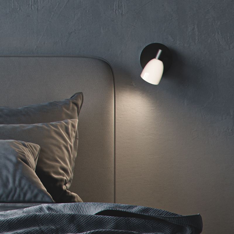 Herstal Cut Adjustable Black and Opal Wall Lamp Herstal Cut Adjustable Black and Opal Wall Lamp - Image 4