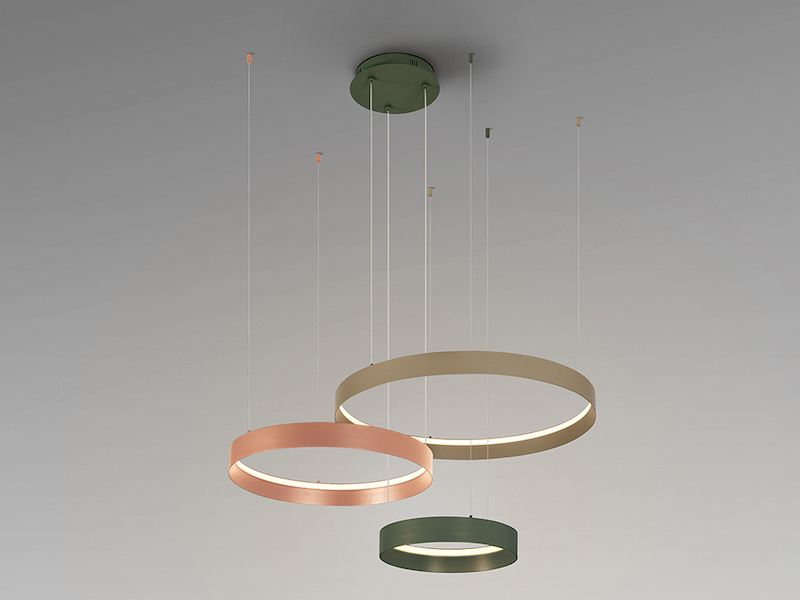 Halos Pink Brown and Green 3 Ring Pendant