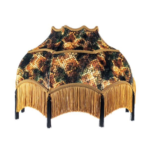 Vintage lampshade with snakeskin design and tassels