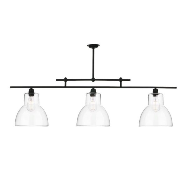 Upton Matt Black and Glass 3lt Bar Pendant