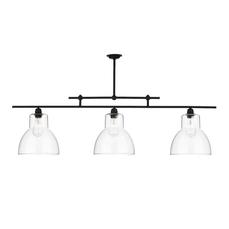 Upton Matt Black and Glass 3lt Bar Pendant