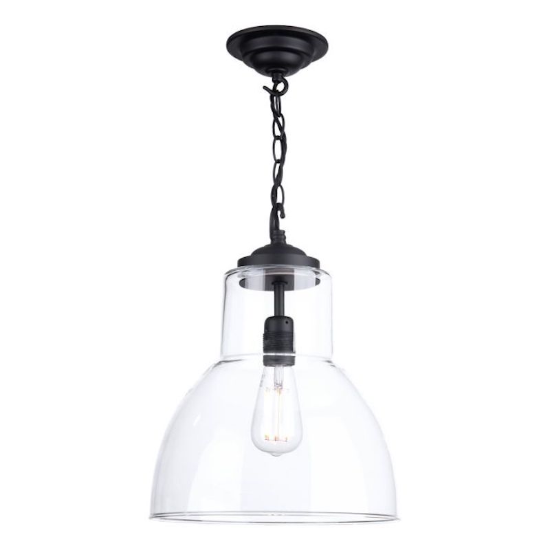 Upton Matt Black Glass Pendant