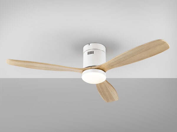 Siroco White and Natural Wood Dimmable Ceiling Fan