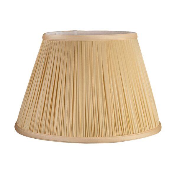 Empire lampshade fine pleated in a warm honey colour silk.