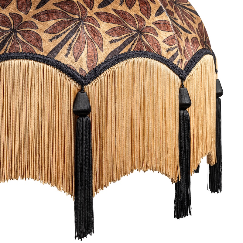 Maria Botanical Palm shade with gold fringe and black tassel Maria Botanical Palm shade with gold fringe and black tassel - Image 2