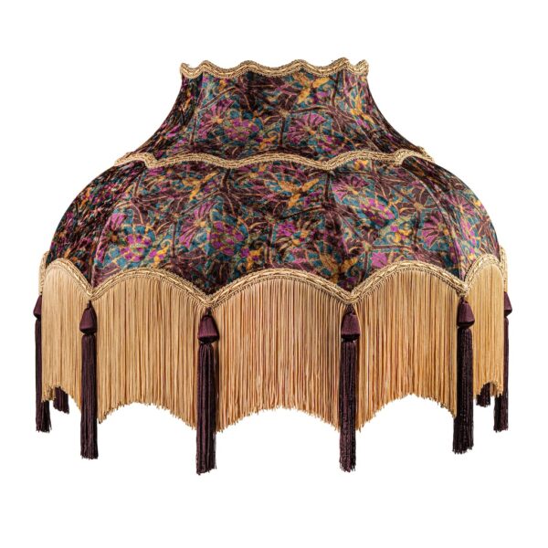 Imperial Jewel design on vintage gold fringed shade with black tassel