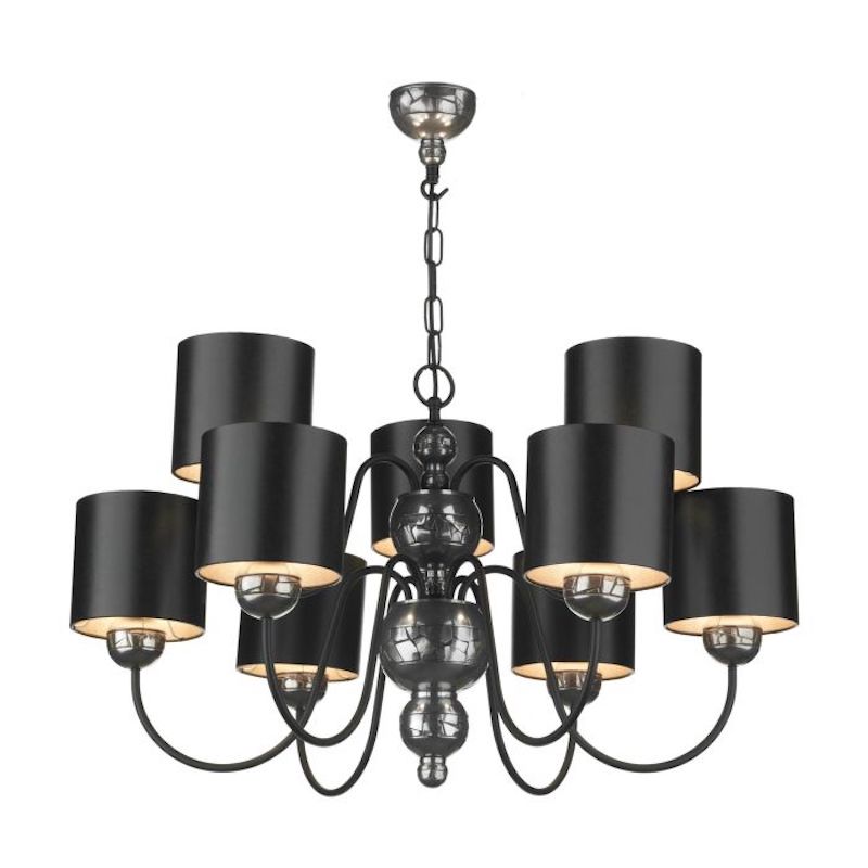 Garbo Pewter and Black 9 Light Pendant with Shades Garbo Pewter and Black 9 Light Pendant with Shades