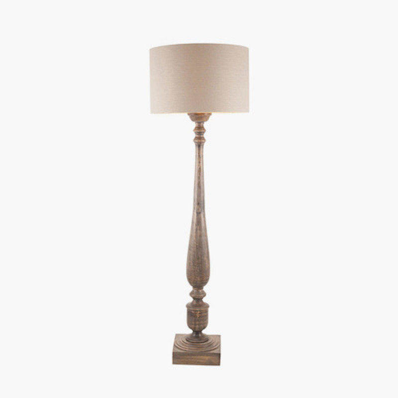 Alia Grey Wash Turned Mango Wood Floor Lamp Base Alia Grey Wash Turned Mango Wood Floor Lamp Base - Image 2