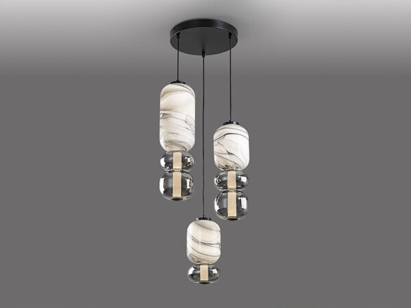 Bianca White and Smoke 3 Light Pendant