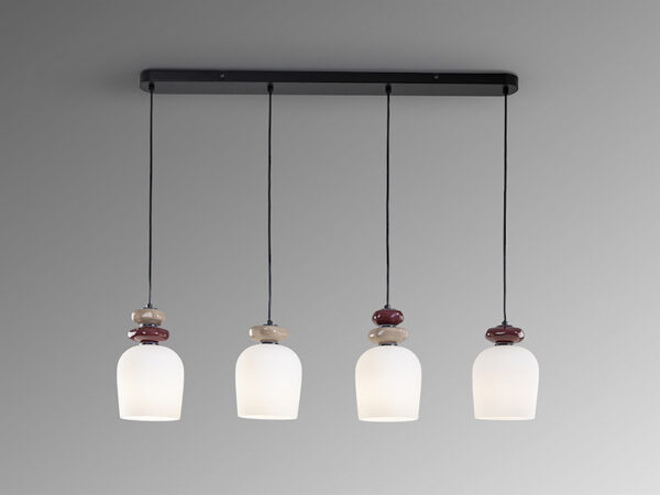 Schuller Dunia Maroon, Brown and Opal 4 Light Pendant
