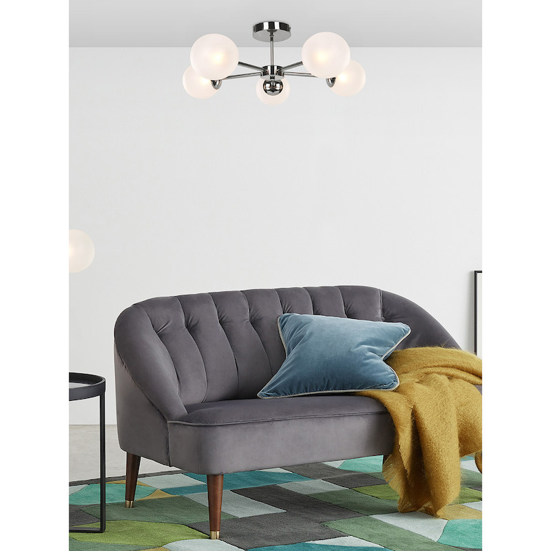 MADE.COM Chrome Globe 5 Light Flush Ceiling Lamp MADE.COM Chrome Globe 5 Light Flush Ceiling Lamp - Image 2