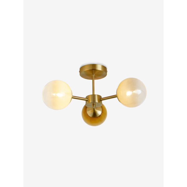 MADE.COM Brass/Green Ombre Globe 3 Light Flush Ceiling Lamp