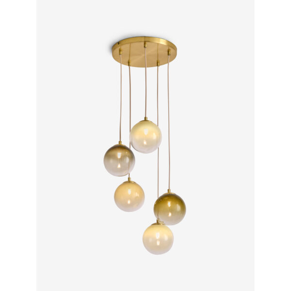 MADE.COM Brass/Green Ombre Globe 5 Light Ceiling Lamp