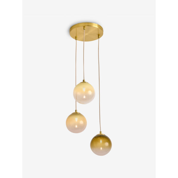 MADE.COM Brass/Green Ombre Globe 3 Light Ceiling Lamp